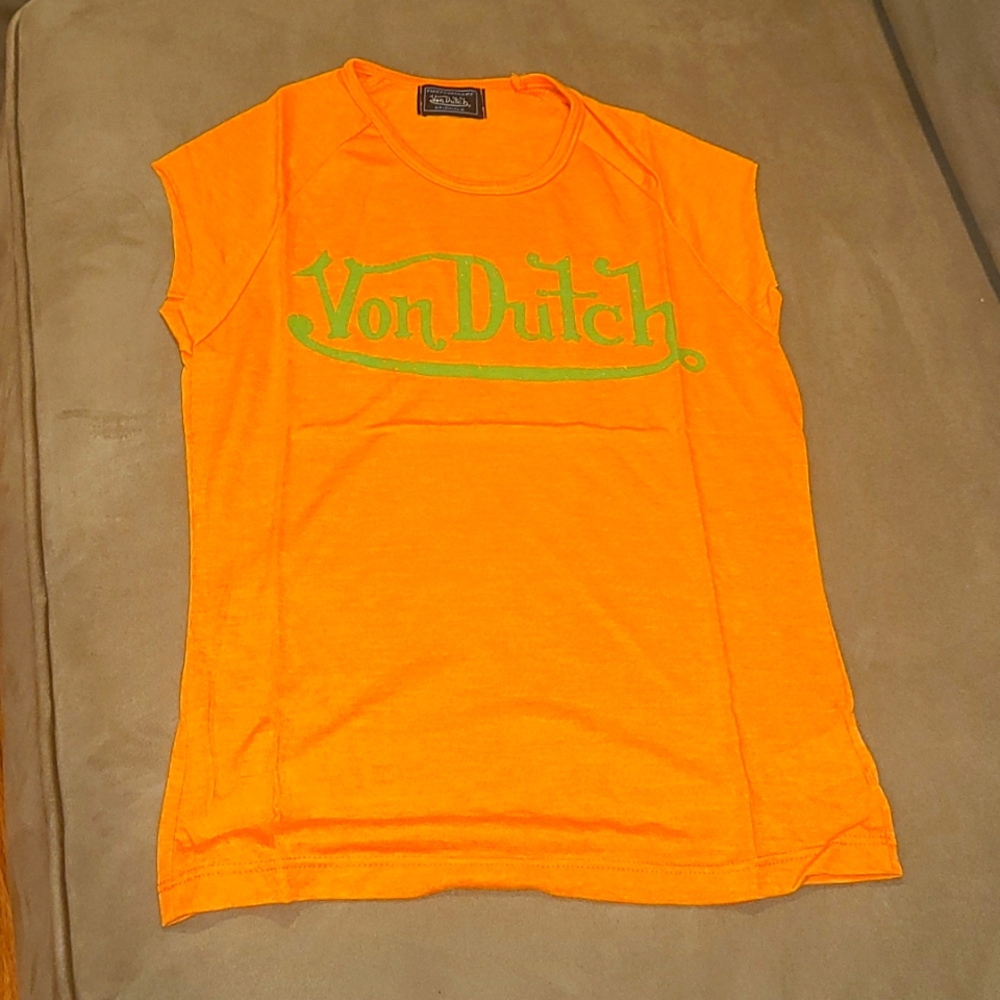 Von Dutch Baby Doll T Shirt Top Orange